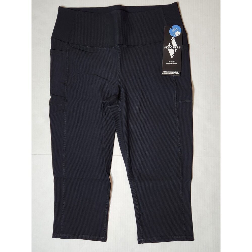 Skechers Go Walk GoFlex Rib High‑Waisted Capri Women’s Large Black